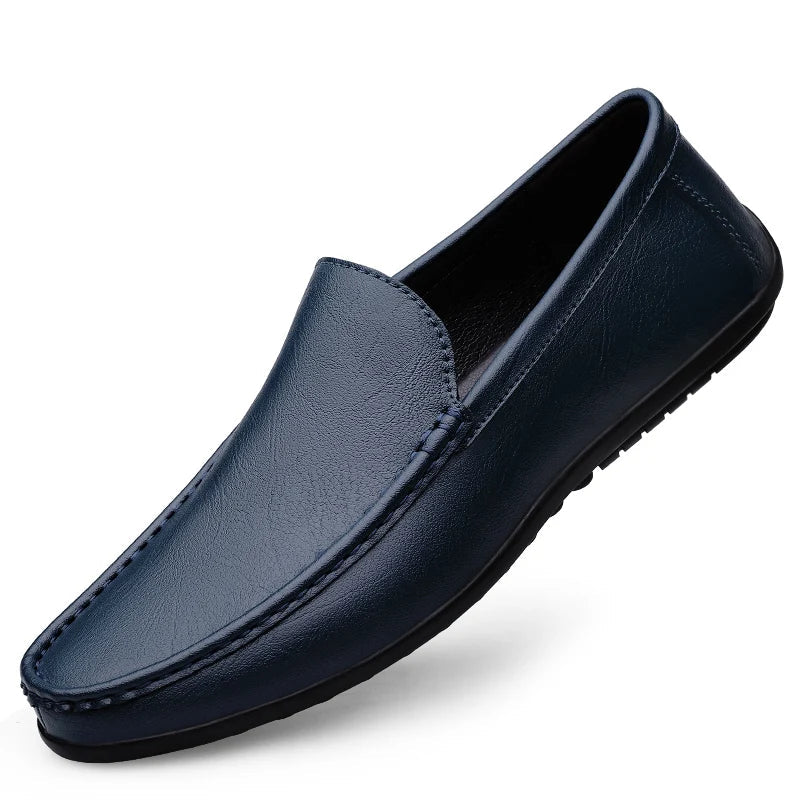 Genuine Leather Loafers Men Design Moccasin Fashion Slip On Soft Flat Casual Men Shoes Adult Male Footwear Handmade Boat Shoes - Beauty