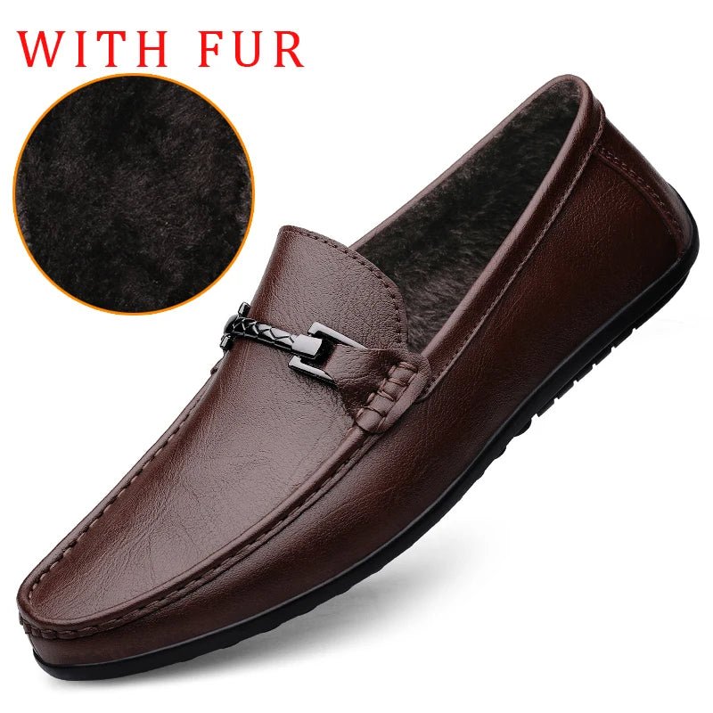 Genuine Leather Loafers Men Design Moccasin Fashion Slip On Soft Flat Casual Men Shoes Adult Male Footwear Handmade Boat Shoes - Beauty