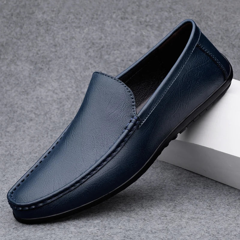 Genuine Leather Loafers Men Design Moccasin Fashion Slip On Soft Flat Casual Men Shoes Adult Male Footwear Handmade Boat Shoes - Beauty