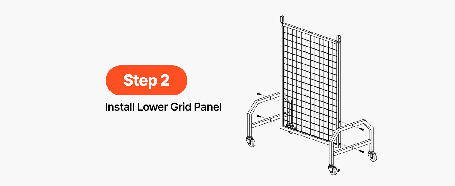 SucceBuy Grid Wall Panel Wire Grid Panels Display Rack Movable Art Display Shelf with Wheel Carbon Steel Gridwall for Craft Show