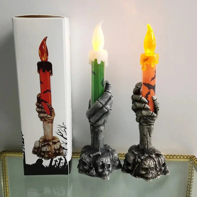 Halloween Led Candles Skeleton Ghost Hands LED Light Happy Halloween Party Home Decoration Supplies Haunted House Horror Props - Beauty