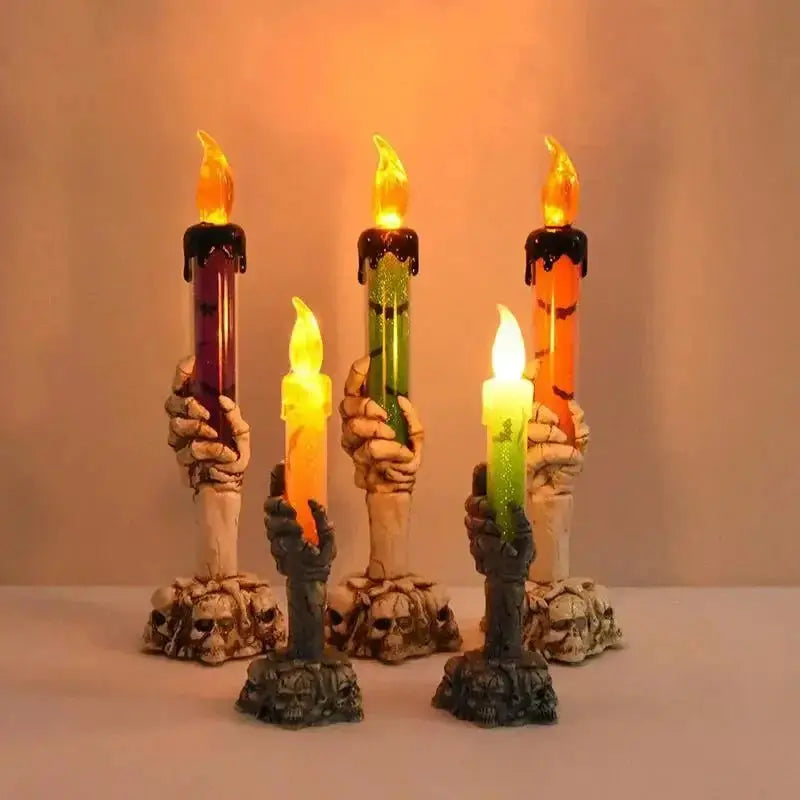 Halloween Led Candles Skeleton Ghost Hands LED Light Happy Halloween Party Home Decoration Supplies Haunted House Horror Props - Beauty