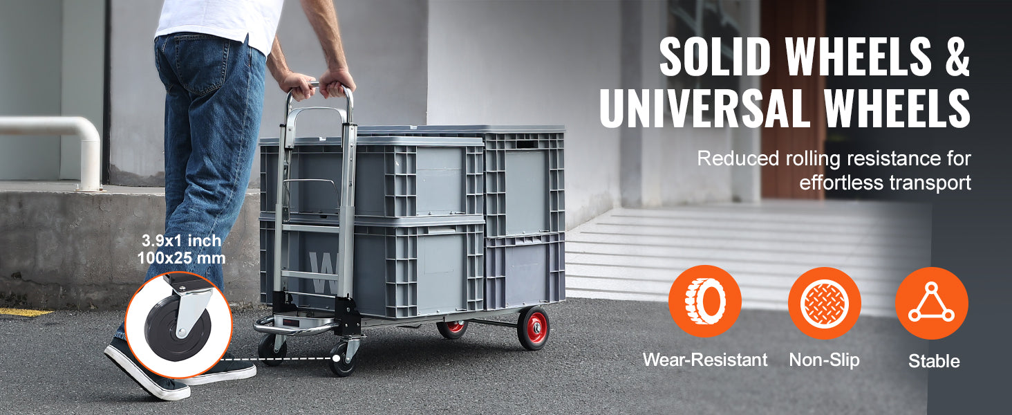 SucceBuy 400 lbs Folding Hand Truck Lightweight Dolly with Wheels Foldable Luggage Utility Cart for Warehouse Transport Moving