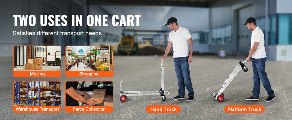 SucceBuy 400 lbs Folding Hand Truck Lightweight Dolly with Wheels Foldable Luggage Utility Cart for Warehouse Transport Moving