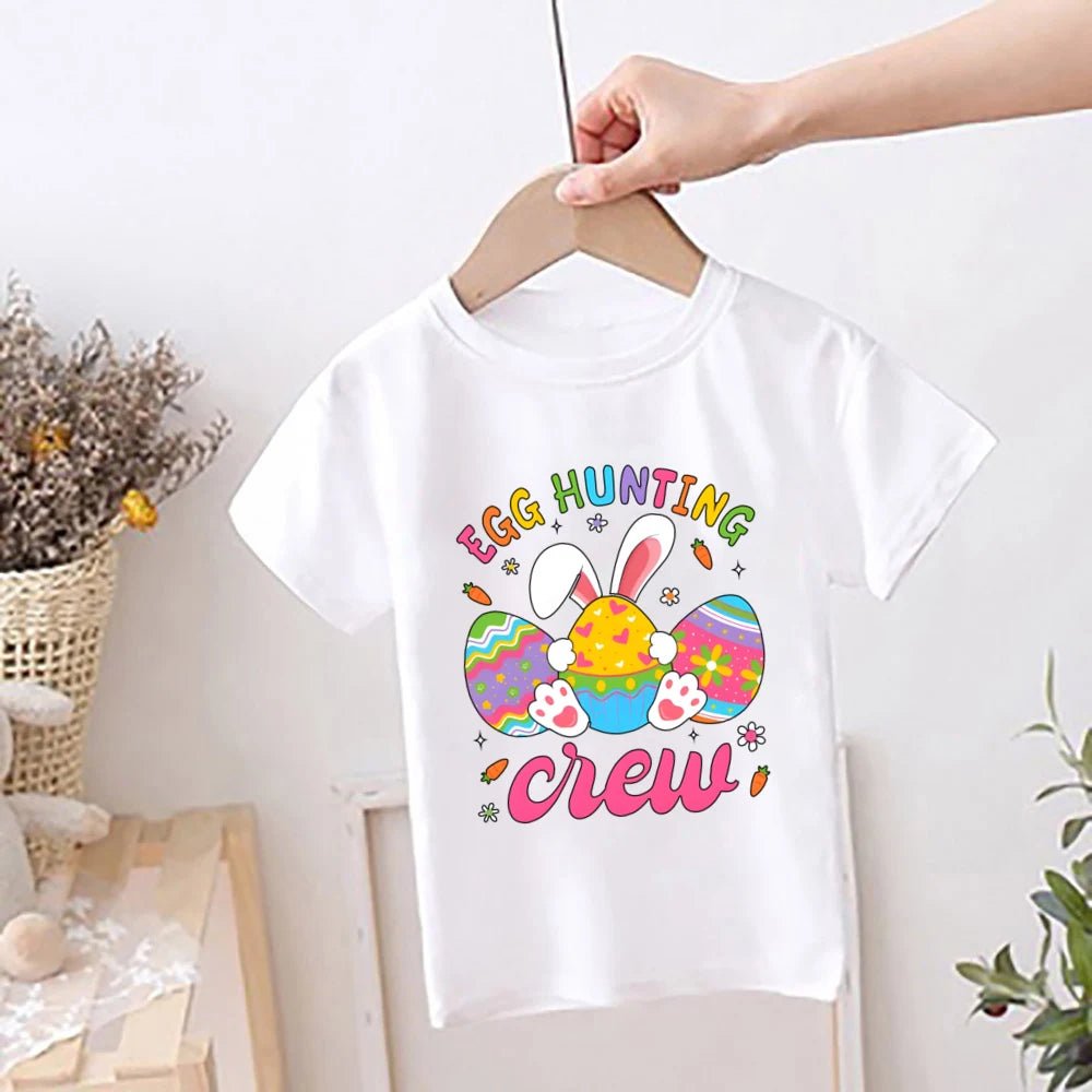 Happy Easter Rainbow Printed Kids Shirts Easter Party Child Outfit T-shirt Children Holiay Clothes Boys Girls Short Sleeve Shirt - Beauty