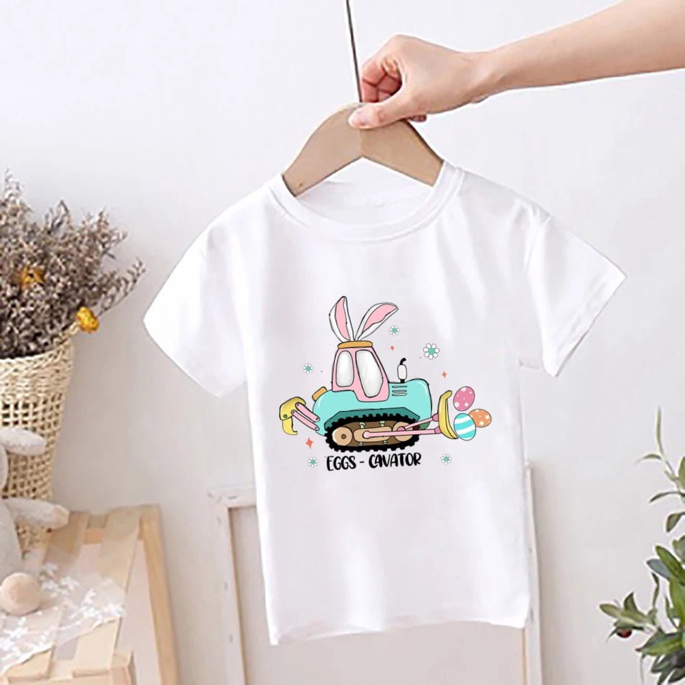 Happy Easter Rainbow Printed Kids Shirts Easter Party Child Outfit T-shirt Children Holiay Clothes Boys Girls Short Sleeve Shirt - Beauty