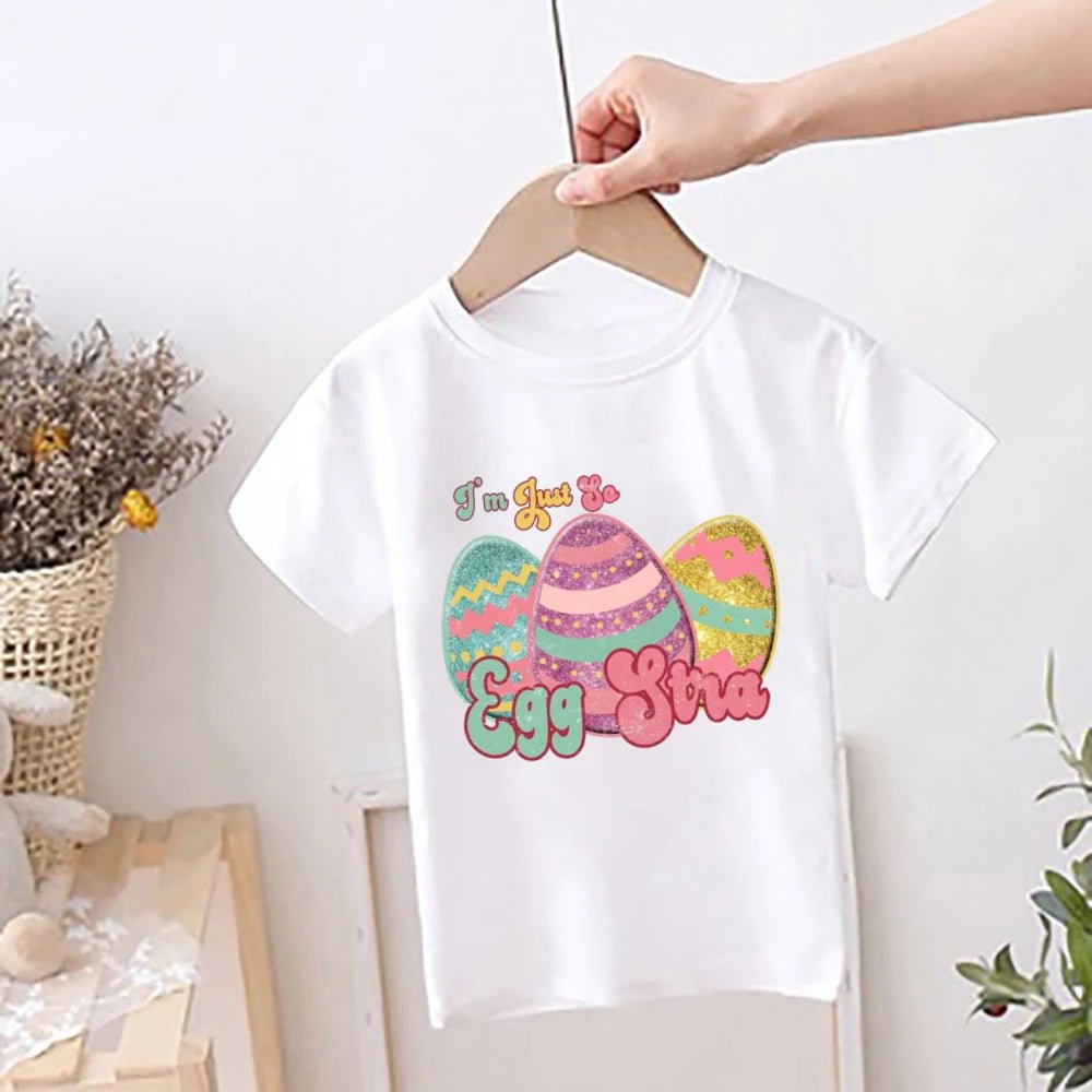 Happy Easter Rainbow Printed Kids Shirts Easter Party Child Outfit T-shirt Children Holiay Clothes Boys Girls Short Sleeve Shirt - Beauty