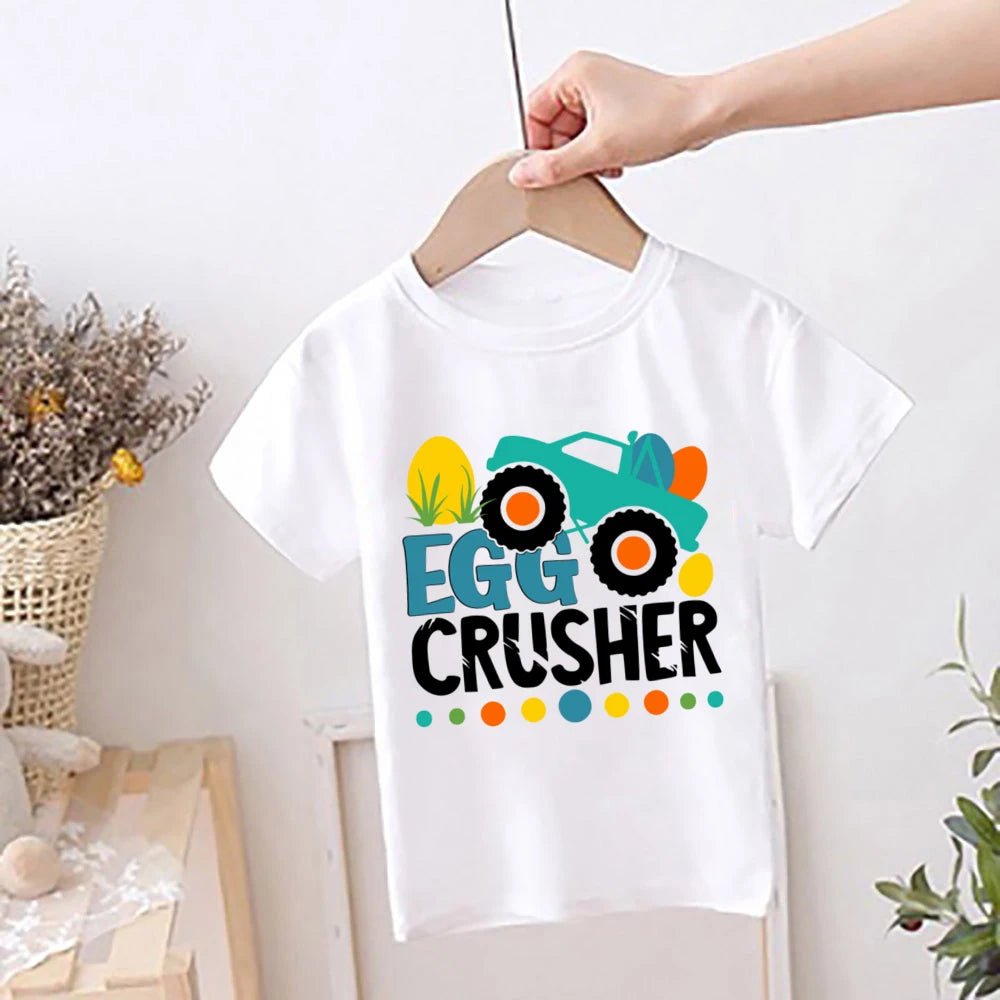 Happy Easter Rainbow Printed Kids Shirts Easter Party Child Outfit T-shirt Children Holiay Clothes Boys Girls Short Sleeve Shirt - Beauty