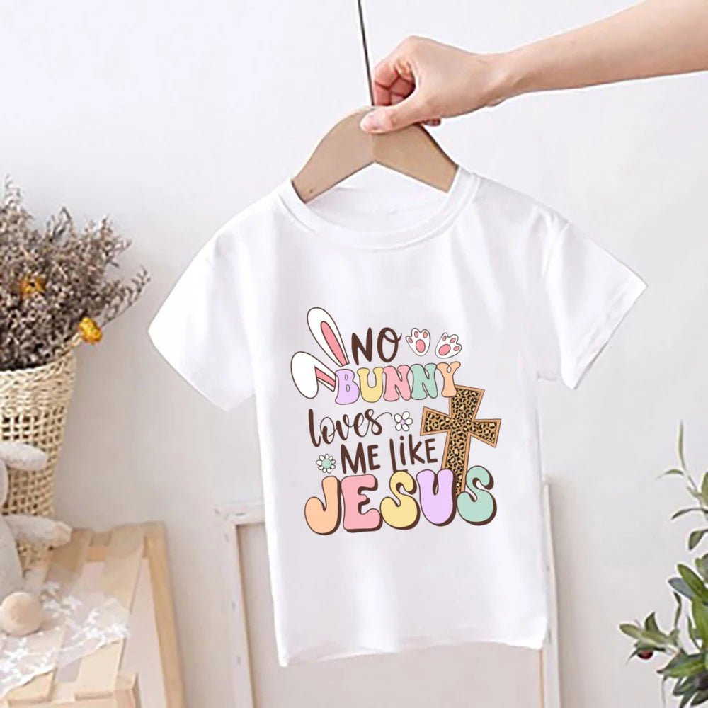 Happy Easter Rainbow Printed Kids Shirts Easter Party Child Outfit T-shirt Children Holiay Clothes Boys Girls Short Sleeve Shirt - Beauty