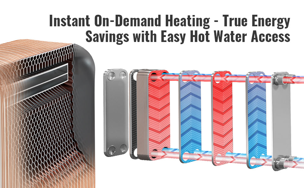 SucceBuy Heat Exchanger 5"x 12" 80 Plates Brazed Plate Stainless Steel For Floor Heating Water Heating Snow Melting Beer Cooling