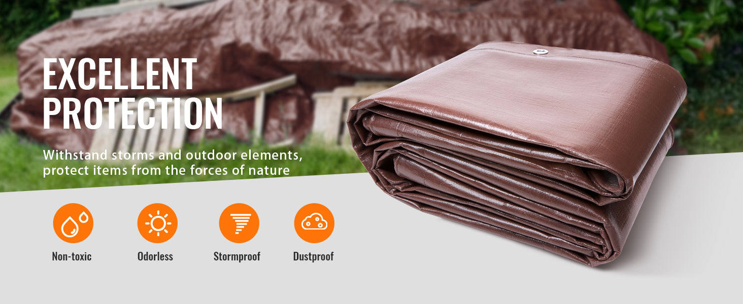 SucceBuy Heavy Duty Tarp Waterproof Tear Proof Poly Plastic Tarps Cover Multi-Purpose Outdoor Tarpaulin with Grommets for Truck