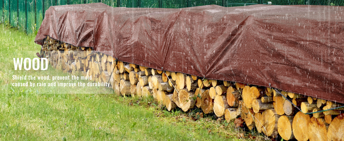 SucceBuy Heavy Duty Tarp Waterproof Tear Proof Poly Plastic Tarps Cover Multi-Purpose Outdoor Tarpaulin with Grommets for Truck