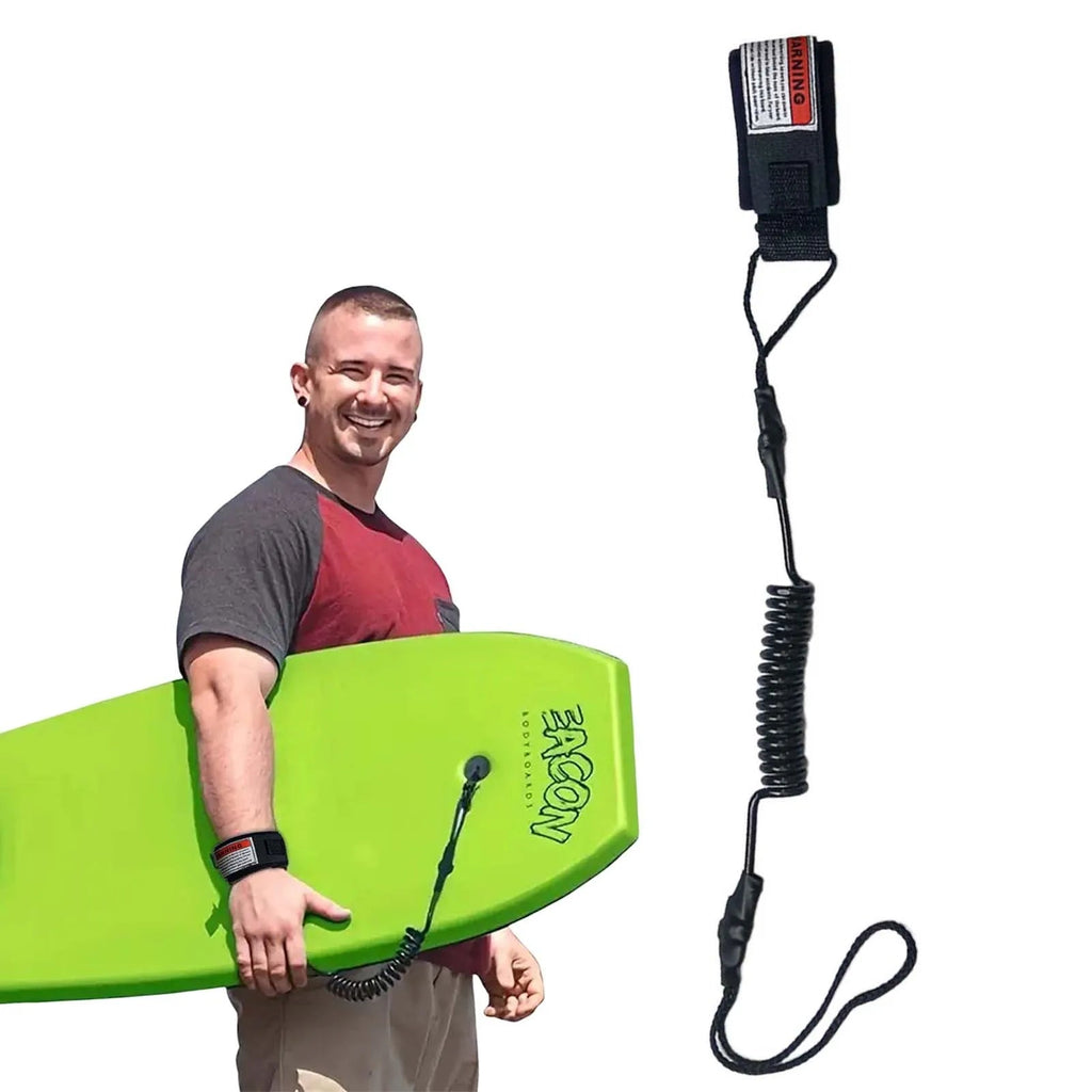 Hot Surf Safety Leash Coiled Hand Rope Hook for Bodyboarding Small - Medium Waves - Beauty