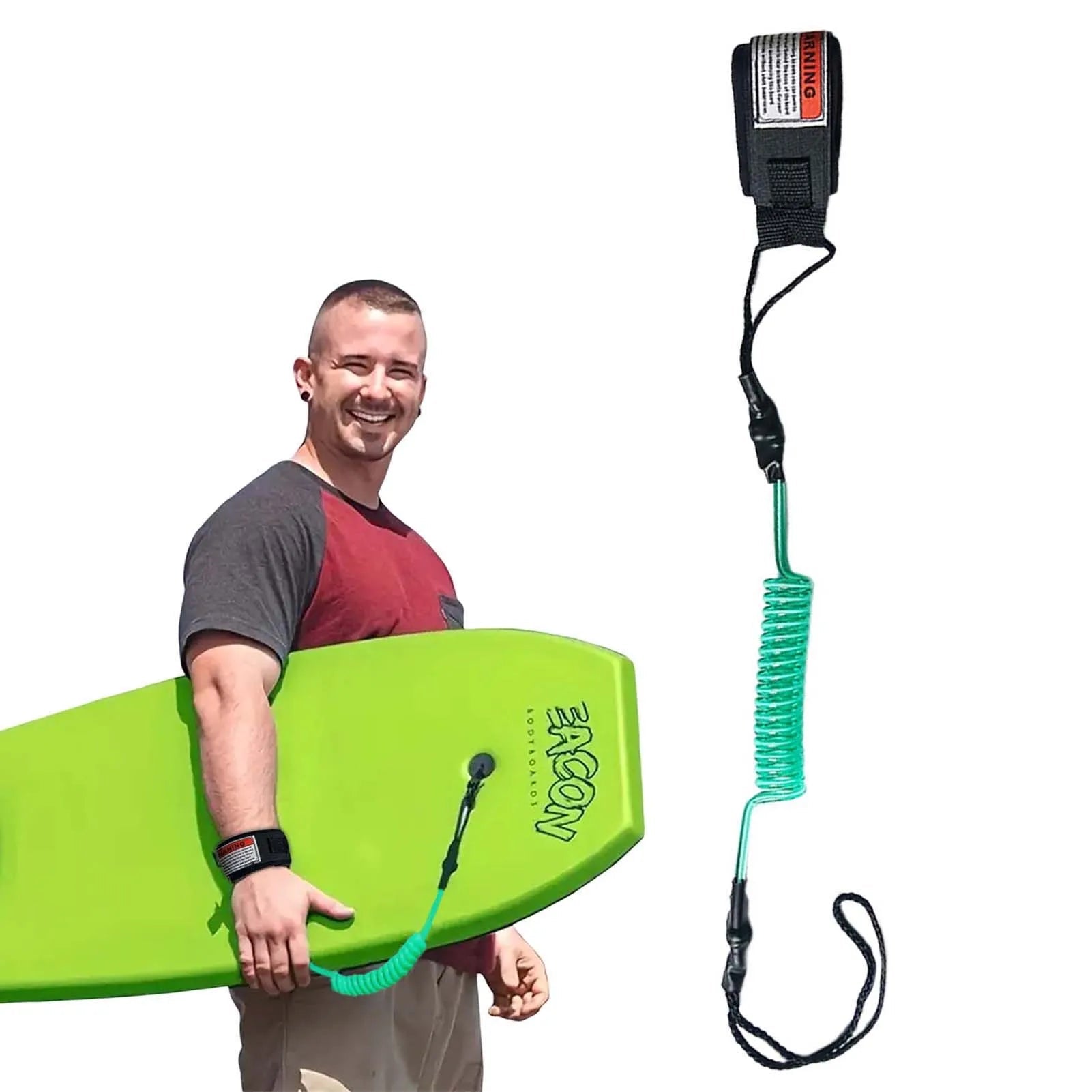 Hot Surf Safety Leash Coiled Hand Rope Hook for Bodyboarding Small - Medium Waves - Beauty