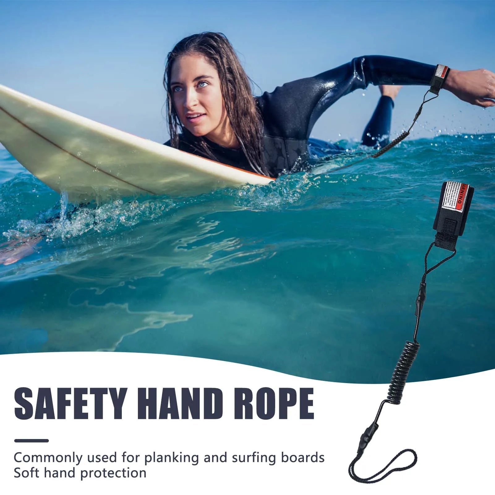Hot Surf Safety Leash Coiled Hand Rope Hook for Bodyboarding Small - Medium Waves - Beauty