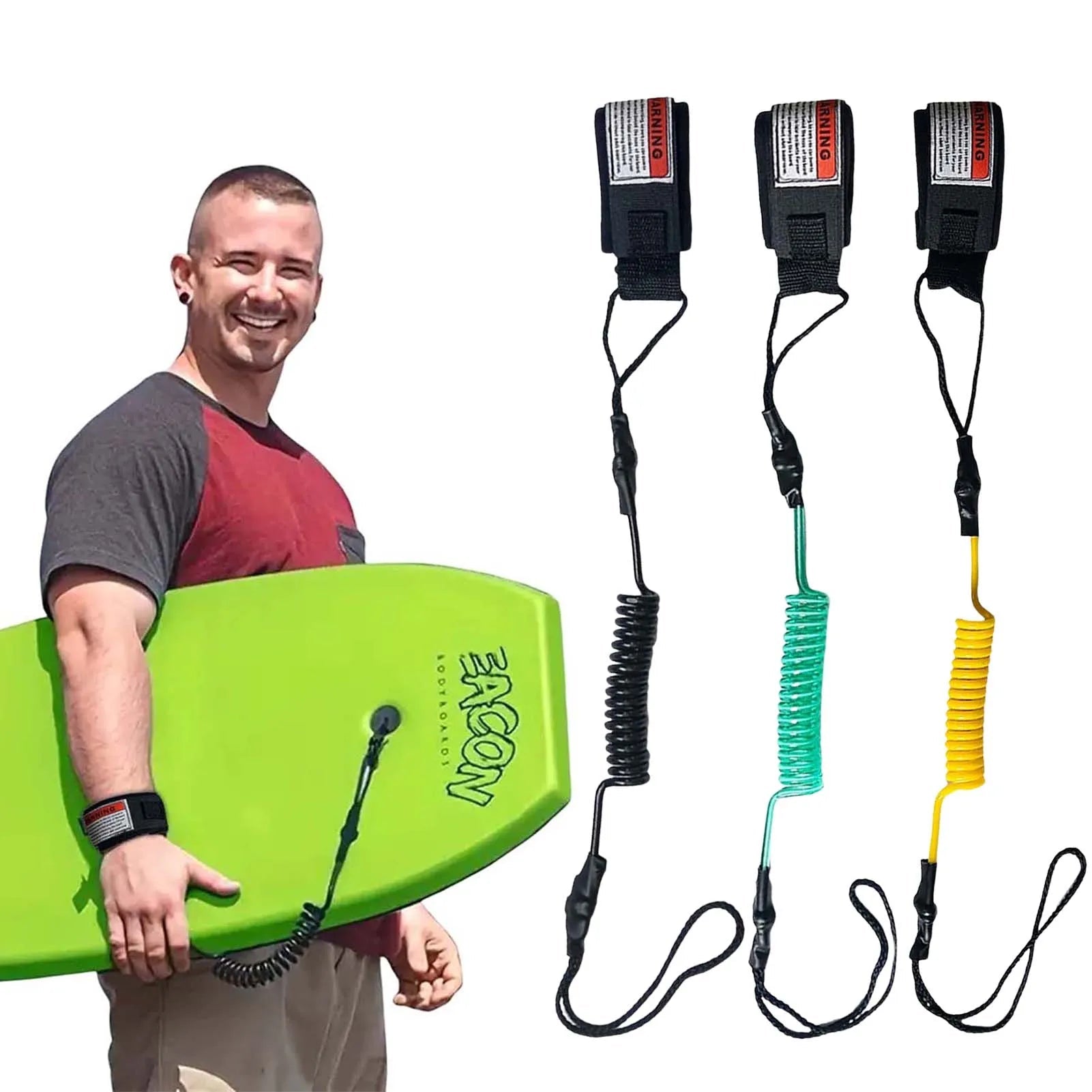 Hot Surf Safety Leash Coiled Hand Rope Hook for Bodyboarding Small - Medium Waves - Beauty