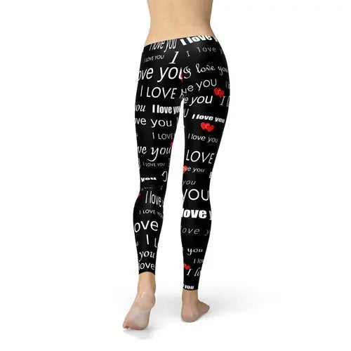 I Love You Black Leggings - Beauty