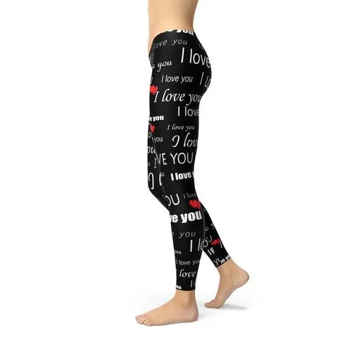 I Love You Black Leggings - Beauty