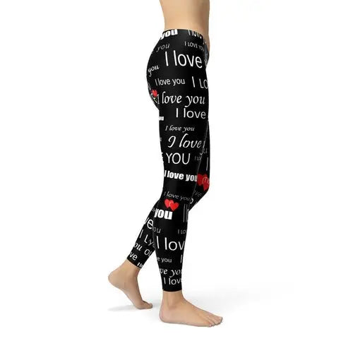 I Love You Black Leggings - Beauty
