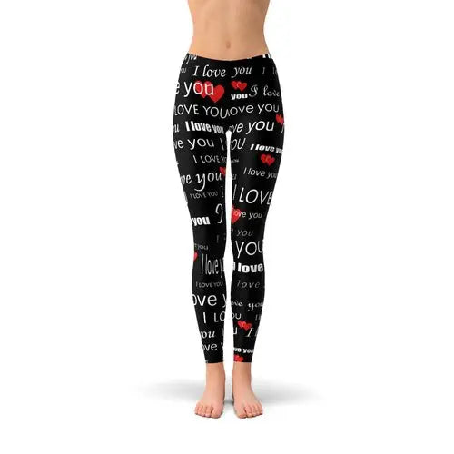 I Love You Black Leggings - Beauty