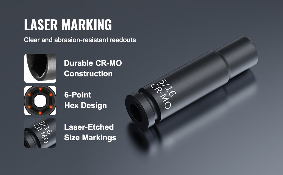 SucceBuy Drive Impact Socket Set Deep & Shallow Socket Set Cr-Mo Alloy Steel Auto Repair EasytoRead Size Markings Storage Case