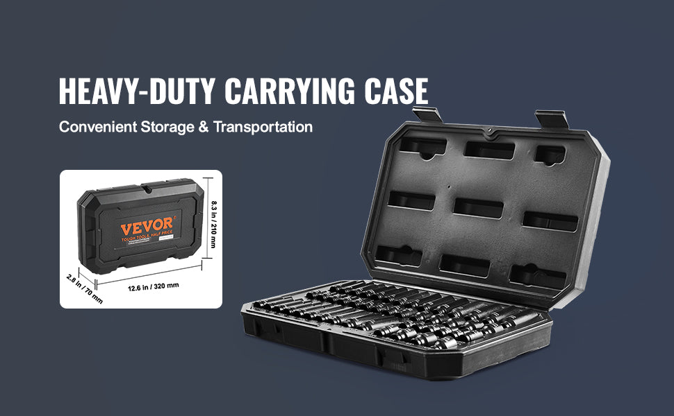 SucceBuy Drive Impact Socket Set Deep & Shallow Socket Set Cr-Mo Alloy Steel Auto Repair EasytoRead Size Markings Storage Case