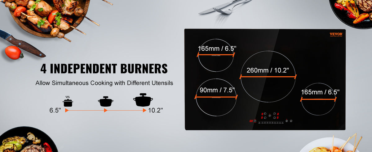 SucceBuy 4 Burners 30'' Electric Cooktop Induction Stove Top Built-in Magnetic Cooktop with 9 Heating Level Touch Screen Burner