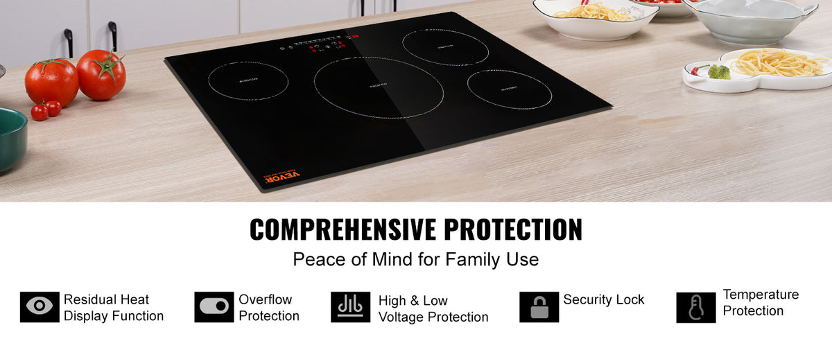 SucceBuy 4 Burners 30'' Electric Cooktop Induction Stove Top Built-in Magnetic Cooktop with 9 Heating Level Touch Screen Burner