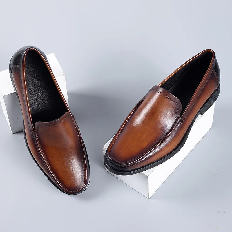 Italian Men's Formal Shoes Luxury Genuine Leather Handmade Black Wedding Soical Suit Buckle 2023 Summer New Oxford Dress Loafers - Beauty