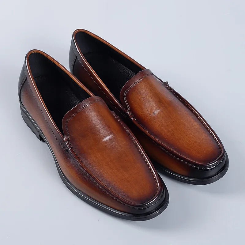 Italian Men's Formal Shoes Luxury Genuine Leather Handmade Black Wedding Soical Suit Buckle 2023 Summer New Oxford Dress Loafers - Beauty