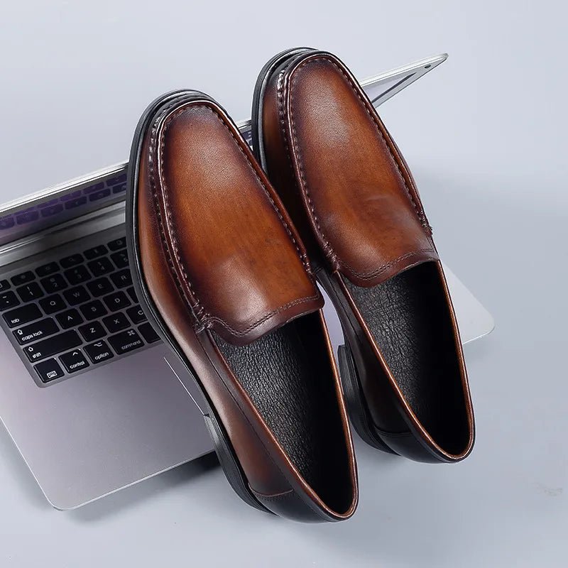 Italian Men's Formal Shoes Luxury Genuine Leather Handmade Black Wedding Soical Suit Buckle 2023 Summer New Oxford Dress Loafers - Beauty