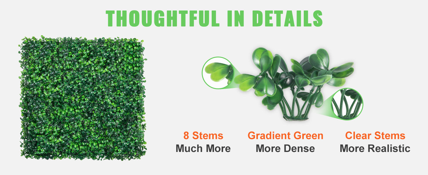 SucceBuy 12PCS 10x10 in Artificial Boxwood Panels Boxwood Hedge Wall Mat Artificial Grass Backdrop Privacy Screen UV Protected