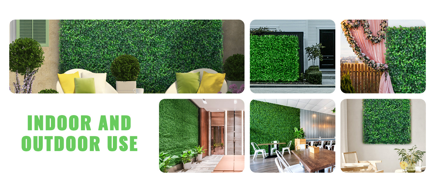 SucceBuy 12PCS 10x10 in Artificial Boxwood Panels Boxwood Hedge Wall Mat Artificial Grass Backdrop Privacy Screen UV Protected