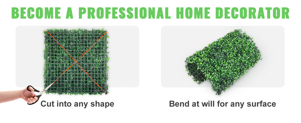 SucceBuy 12PCS 10x10 in Artificial Boxwood Panels Boxwood Hedge Wall Mat Artificial Grass Backdrop Privacy Screen UV Protected