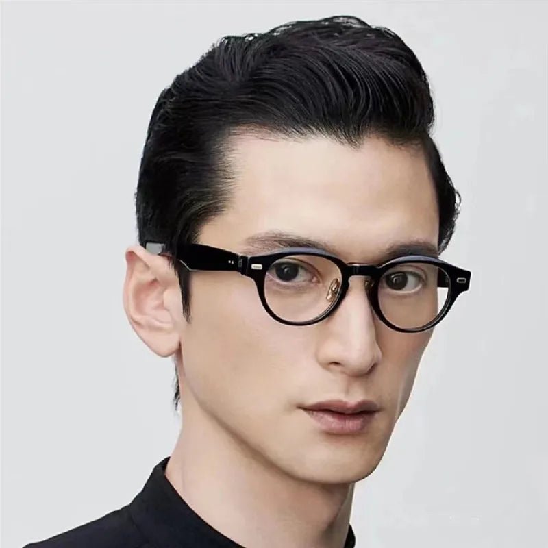 Japanese Handmade Thick Acetate Glasses Frame for Men Women Titanium Round Spectacles Small Face Brand Eyeglasses Eyewear NP - 150 - Beauty