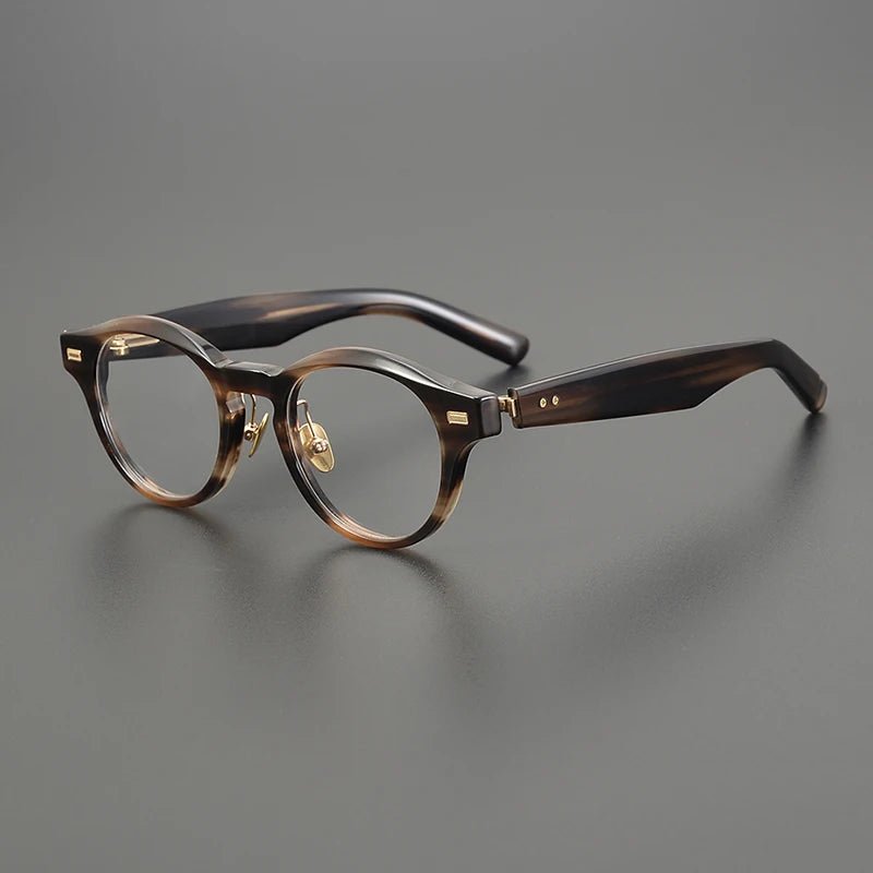 Japanese Handmade Thick Acetate Glasses Frame for Men Women Titanium Round Spectacles Small Face Brand Eyeglasses Eyewear NP - 150 - Beauty