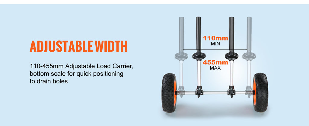 SucceBuy 280lbs Kayak Trailer Cart Detachable Canoe Trolley Cart with 10'' Solid Tires & Adjustable Width for Boat Accessories