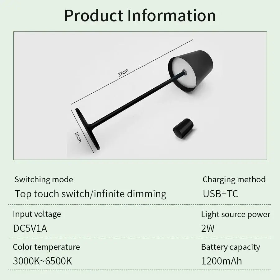LED Desk Lamp Usb Rechargeable Table Lamp Bar Restaurant Ambiance Wireless Touch Lamps 3Levels Dimmable Waterproof Led Lights - Beauty