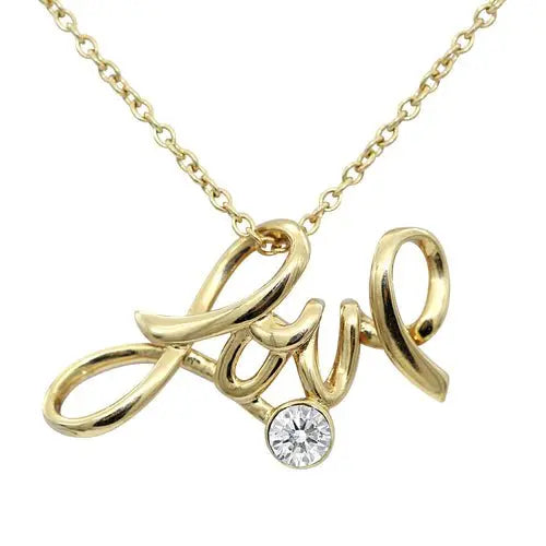 Love Necklace 24K Gold Plated with Crystal Pendant - Beauty
