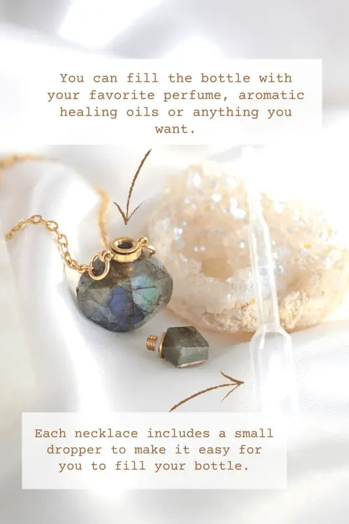Luxury Mini Crystals Bottles | 24 Karats Natural Crystals Necklaces - Beauty