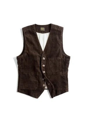 Maden Vintage Corduroy Vests Casual French Workwear Hunting Field Waistcoat Cords Outdoor Coats Men's Clothing for Spring Fall - Beauty