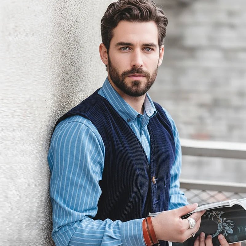 Maden Vintage Corduroy Vests Casual French Workwear Hunting Field Waistcoat Cords Outdoor Coats Men's Clothing for Spring Fall - Beauty
