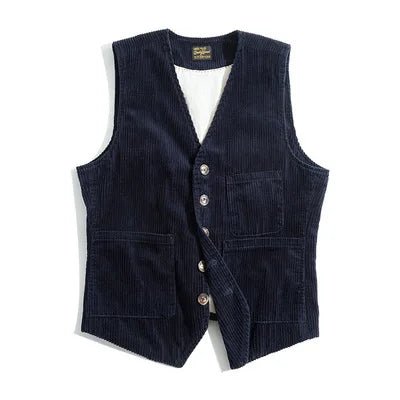 Maden Vintage Corduroy Vests Casual French Workwear Hunting Field Waistcoat Cords Outdoor Coats Men's Clothing for Spring Fall - Beauty