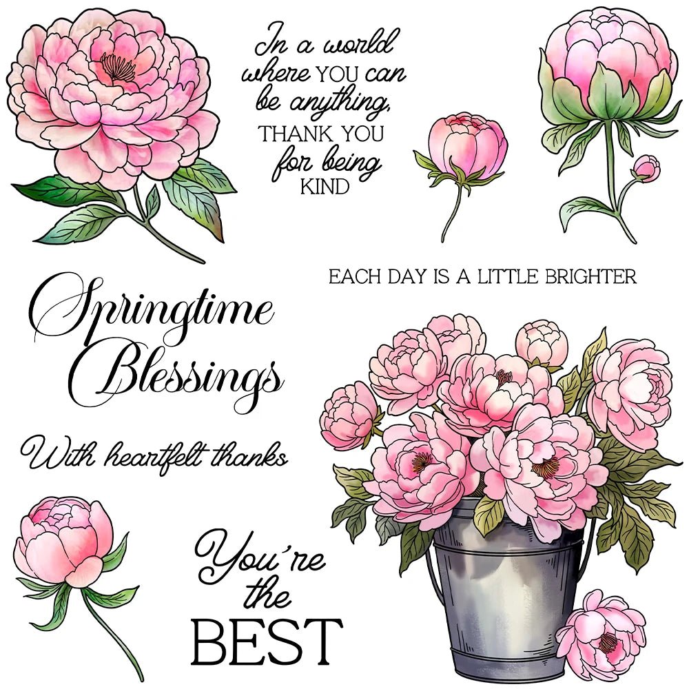 Mangocraft Spring Flowers Best Wishes Cutting Dies Clear Stamp DIY Scrapbooking Metal Dies Silicone Stamps For Cards Album Decor - Beauty