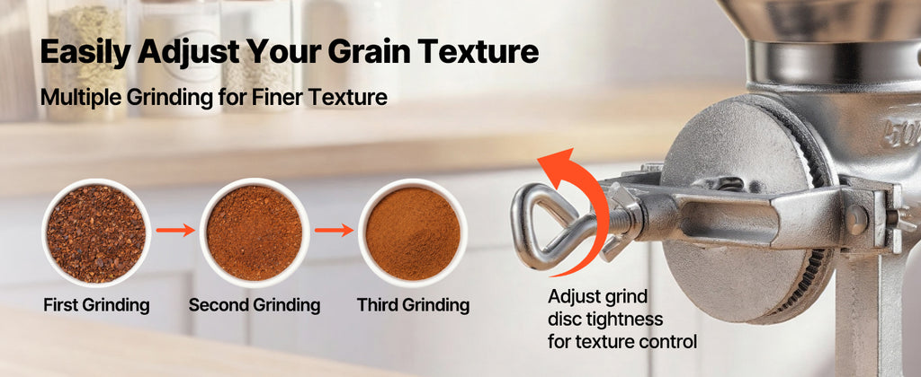 SucceBuy Manual Grain Mill with High Hopper Hand-Crank Corn Grinder with Stable Table Clamp for Grains Spices Coffee Beans Nuts