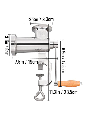 SucceBuy Manual Stainless Steel Meat Grinder with Clamp