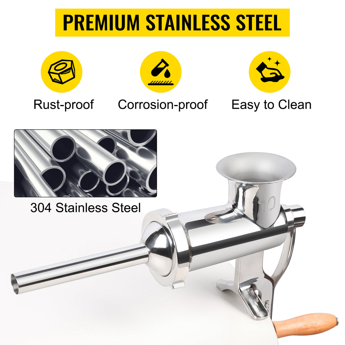 SucceBuy Manual Stainless Steel Meat Grinder with Clamp