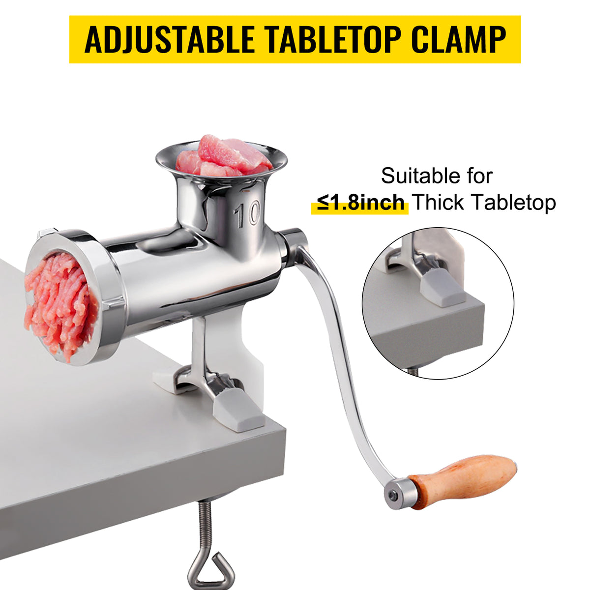 SucceBuy Manual Stainless Steel Meat Grinder with Clamp