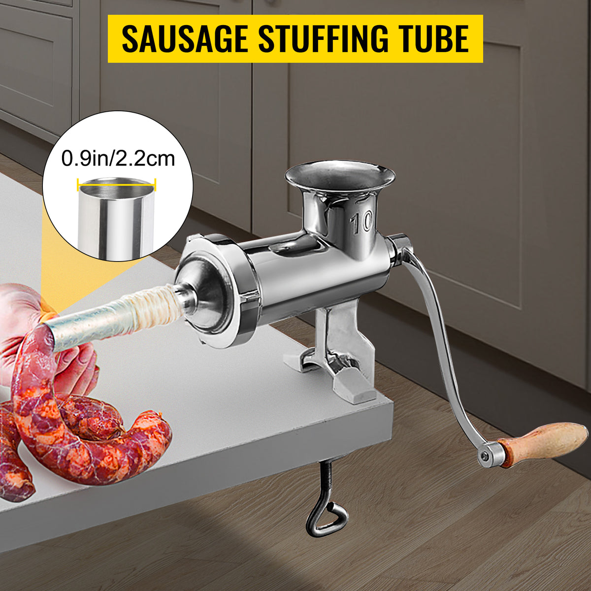 SucceBuy Manual Stainless Steel Meat Grinder with Clamp