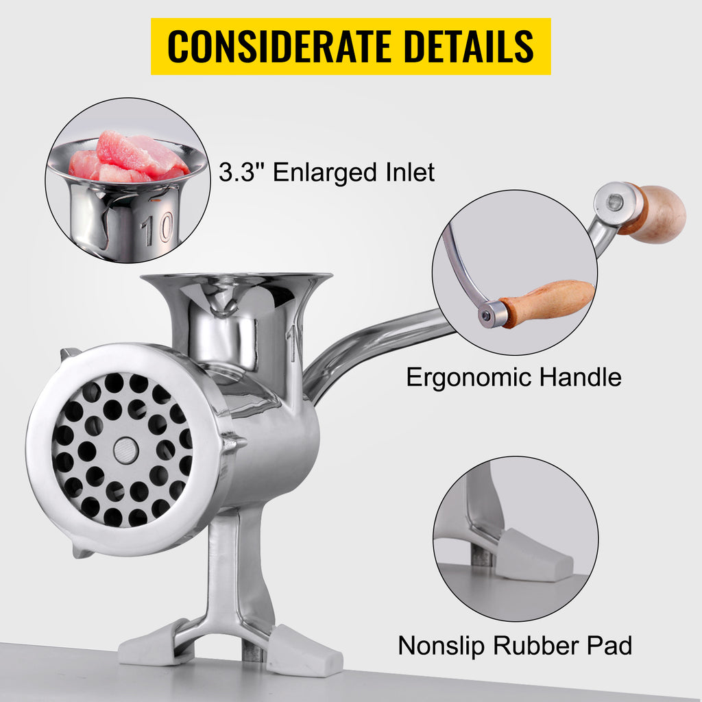 SucceBuy Manual Stainless Steel Meat Grinder with Clamp